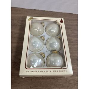 6 Christmas by Krebs Designer‎ Glass Ornaments Porcelain White 719C